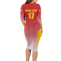 Custom Espana Basketball Spain Long Sleeve Bodycon Dress Baloncesto Come on La Roja Red Style