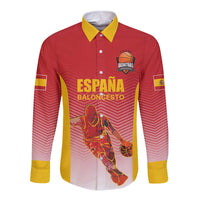 Custom Espana Basketball Spain Long Sleeve Button Shirt Baloncesto Come on La Roja Red Style