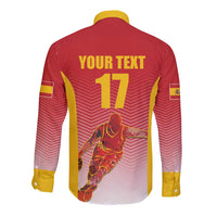 Custom Espana Basketball Spain Long Sleeve Button Shirt Baloncesto Come on La Roja Red Style
