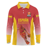 Custom Espana Basketball Spain Long Sleeve Polo Shirt Baloncesto Come on La Roja Red Style