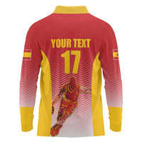 Custom Espana Basketball Spain Long Sleeve Polo Shirt Baloncesto Come on La Roja Red Style