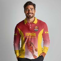 Custom Espana Basketball Spain Long Sleeve Polo Shirt Baloncesto Come on La Roja Red Style
