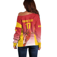 Custom Espana Basketball Spain Off Shoulder Sweater Baloncesto Come on La Roja Red Style