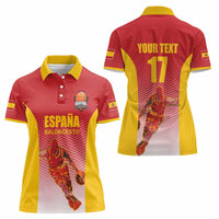 Custom Espana Basketball Spain Women Polo Shirt Baloncesto Come on La Roja Red Style