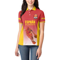 Custom Espana Basketball Spain Women Polo Shirt Baloncesto Come on La Roja Red Style