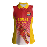 Custom Espana Basketball Spain Women Sleeveless Polo Shirt Baloncesto Come on La Roja Red Style