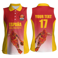 Custom Espana Basketball Spain Women Sleeveless Polo Shirt Baloncesto Come on La Roja Red Style