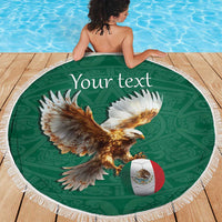 Personalized Viva Mexico Football Beach Blanket Mexican Eagle Mascot with Sporty Style