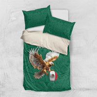 Personalized Viva Mexico Football Bedding Set Mexican Eagle Mascot with Sporty Style