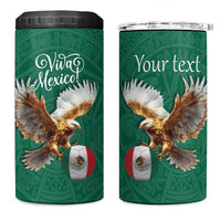 Personalized Viva Mexico Football 4 in 1 Can Cooler Tumbler Mexican Eagle Mascot with Sporty Style
