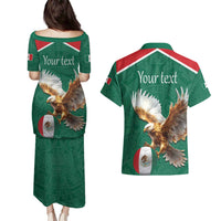 Personalized Viva Mexico Football Couples Matching Puletasi and Hawaiian Shirt Mexican Eagle Mascot with Sporty Style