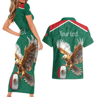 Personalized Viva Mexico Football Couples Matching Short Sleeve Bodycon Dress and Hawaiian Shirt Mexican Eagle Mascot with Sporty Style
