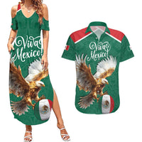 Personalized Viva Mexico Football Couples Matching Summer Maxi Dress and Hawaiian Shirt Mexican Eagle Mascot with Sporty Style