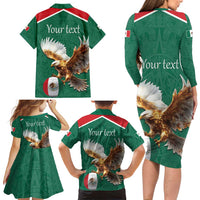 Personalized Viva Mexico Football Family Matching Long Sleeve Bodycon Dress and Hawaiian Shirt Mexican Eagle Mascot with Sporty Style