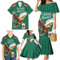 Personalized Viva Mexico Football Family Matching Mermaid Dress and Hawaiian Shirt Mexican Eagle Mascot with Sporty Style