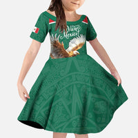Personalized Viva Mexico Football Family Matching Off The Shoulder Long Sleeve Dress and Hawaiian Shirt Mexican Eagle Mascot with Sporty Style