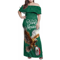 Personalized Viva Mexico Football Family Matching Off Shoulder Maxi Dress and Hawaiian Shirt Mexican Eagle Mascot with Sporty Style