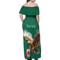 Personalized Viva Mexico Football Family Matching Off Shoulder Maxi Dress and Hawaiian Shirt Mexican Eagle Mascot with Sporty Style