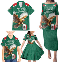 Personalized Viva Mexico Football Family Matching Puletasi and Hawaiian Shirt Mexican Eagle Mascot with Sporty Style