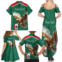Personalized Viva Mexico Football Family Matching Summer Maxi Dress and Hawaiian Shirt Mexican Eagle Mascot with Sporty Style