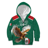 Personalized Viva Mexico Football Kid Hoodie Mexican Eagle Mascot with Sporty Style
