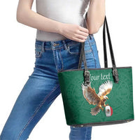 Personalized Viva Mexico Football Leather Tote Bag Mexican Eagle Mascot with Sporty Style