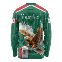 Personalized Viva Mexico Football Long Sleeve Shirt Mexican Eagle Mascot with Sporty Style