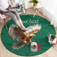 Personalized Viva Mexico Football Round Carpet Mexican Eagle Mascot with Sporty Style