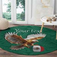 Personalized Viva Mexico Football Round Carpet Mexican Eagle Mascot with Sporty Style