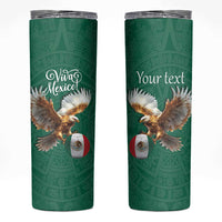 Personalized Viva Mexico Football Skinny Tumbler Mexican Eagle Mascot with Sporty Style