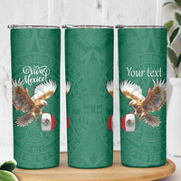 Personalized Viva Mexico Football Skinny Tumbler Mexican Eagle Mascot with Sporty Style