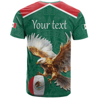 Personalized Viva Mexico Football T Shirt Mexican Eagle Mascot with Sporty Style