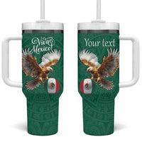 Personalized Viva Mexico Football Tumbler With Handle Mexican Eagle Mascot with Sporty Style