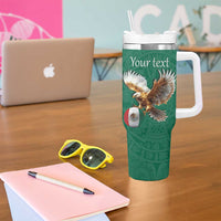 Personalized Viva Mexico Football Tumbler With Handle Mexican Eagle Mascot with Sporty Style