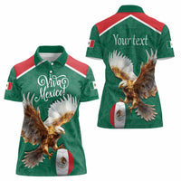 Personalized Viva Mexico Football Women Polo Shirt Mexican Eagle Mascot with Sporty Style