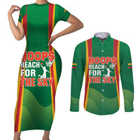 Custom Lithuania Basketball Couples Matching Short Sleeve Bodycon Dress and Long Sleeve Button Shirt Hoops Reach For the Sky