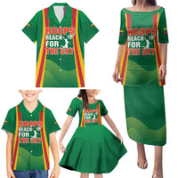 Custom Lithuania Basketball Family Matching Puletasi and Hawaiian Shirt Hoops Reach For the Sky
