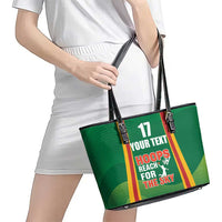 Custom Lithuania Basketball Leather Tote Bag Hoops Reach For the Sky