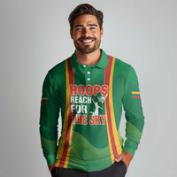 Custom Lithuania Basketball Long Sleeve Polo Shirt Hoops Reach For the Sky
