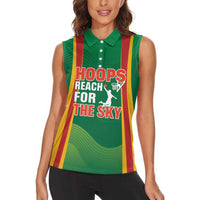 Custom Lithuania Basketball Women Sleeveless Polo Shirt Hoops Reach For the Sky