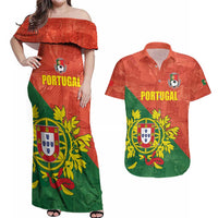 Custom Portugal Football Couples Matching Off Shoulder Maxi Dress and Hawaiian Shirt Sporty Style