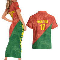 Custom Portugal Football Couples Matching Short Sleeve Bodycon Dress and Hawaiian Shirt Sporty Style