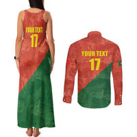 Custom Portugal Football Couples Matching Tank Maxi Dress and Long Sleeve Button Shirt Sporty Style