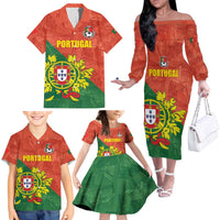 Custom Portugal Football Family Matching Off The Shoulder Long Sleeve Dress and Hawaiian Shirt Sporty Style
