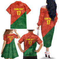 Custom Portugal Football Family Matching Off The Shoulder Long Sleeve Dress and Hawaiian Shirt Sporty Style