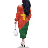 Custom Portugal Football Family Matching Off The Shoulder Long Sleeve Dress and Hawaiian Shirt Sporty Style