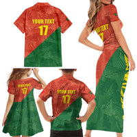 Custom Portugal Football Family Matching Short Sleeve Bodycon Dress and Hawaiian Shirt Sporty Style
