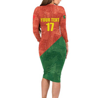 Custom Portugal Football Long Sleeve Bodycon Dress Sporty Style