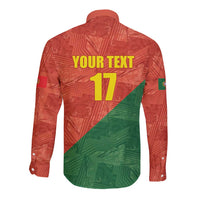 Custom Portugal Football Long Sleeve Button Shirt Sporty Style