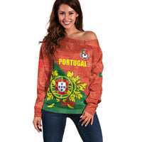 Custom Portugal Football Off Shoulder Sweater Sporty Style